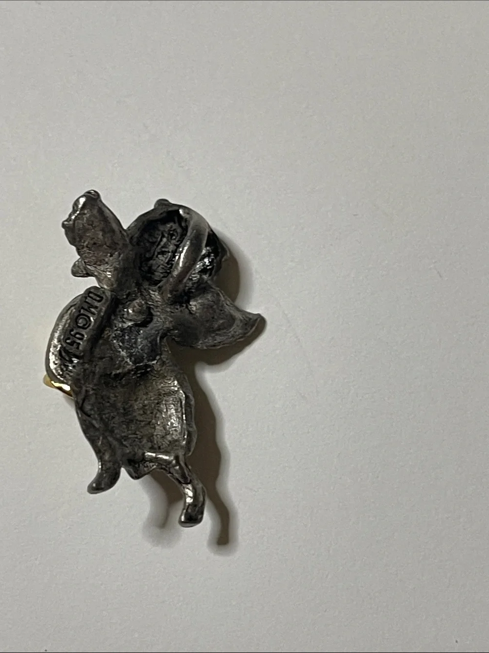 David Monn  Silver Angel Pendant with Gold Bell Accent.  From 1995